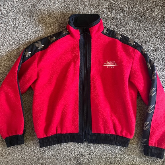 Vintage‎ Swingster NASCAR Winston Cup Series Fleece Jacket Full Zip Red Black XL - Picture 1 of 8